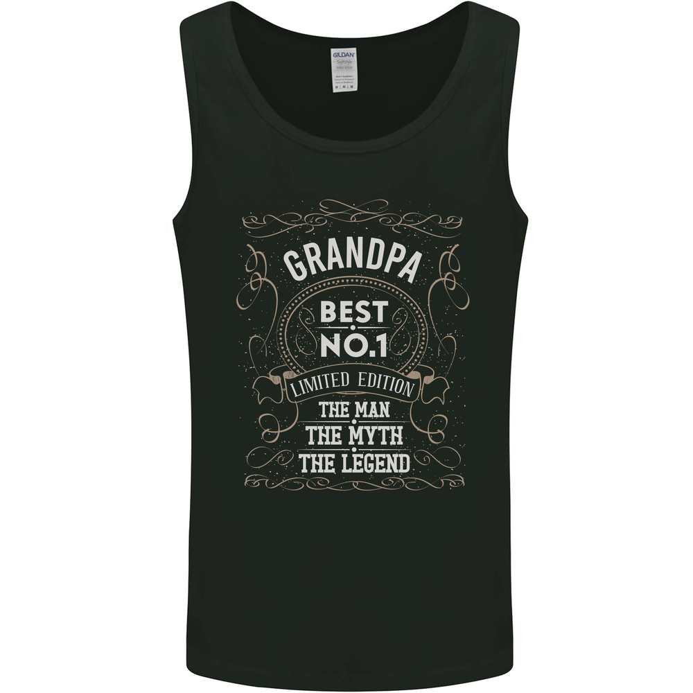 Fathers Day No 1 Grandpa Man Myth Legend Mens Vest Tank Top-image