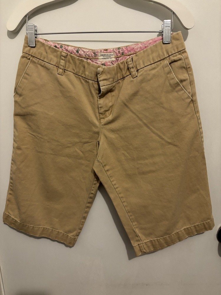 Tan and Pink American Eagle Shorts Size 8 Women's
