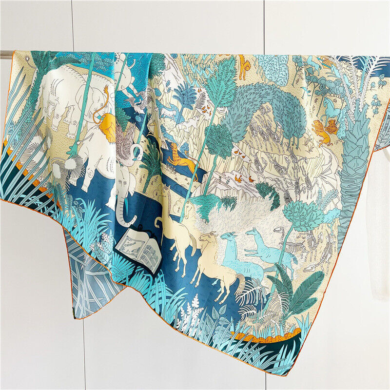 Animals Print Pure Twill Silk Wrap Scarf Bandana Large Square Shawl Kerchief 53