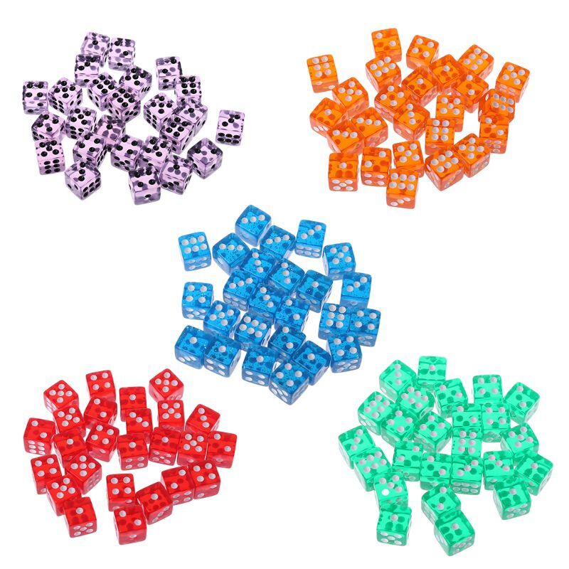 25 Pcs/Set New Party Game Dice 12 Square Transparent Dices Colorful Club for