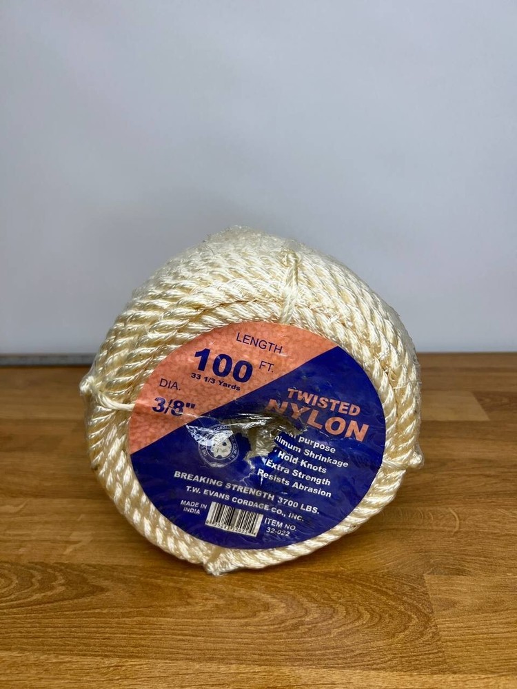 Twisted White Nylon Rope 3/8