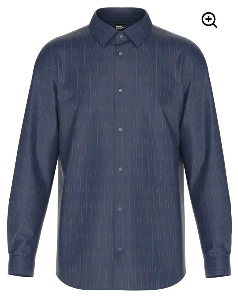 Tailored Navy Blue Ice Long Sleeve Dress Casual 4 Way Stretch Small Fancy