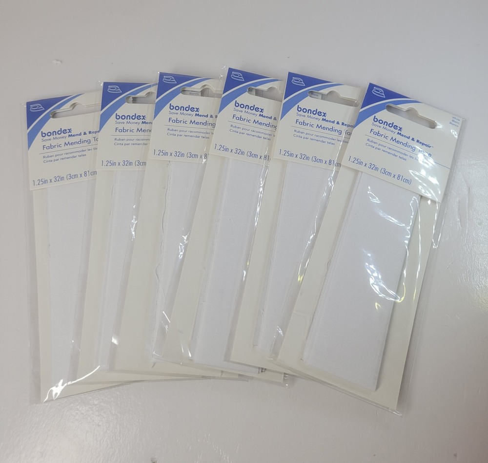 Bondex White Fabric Mending Tape 6-Pack for Quick Repairs