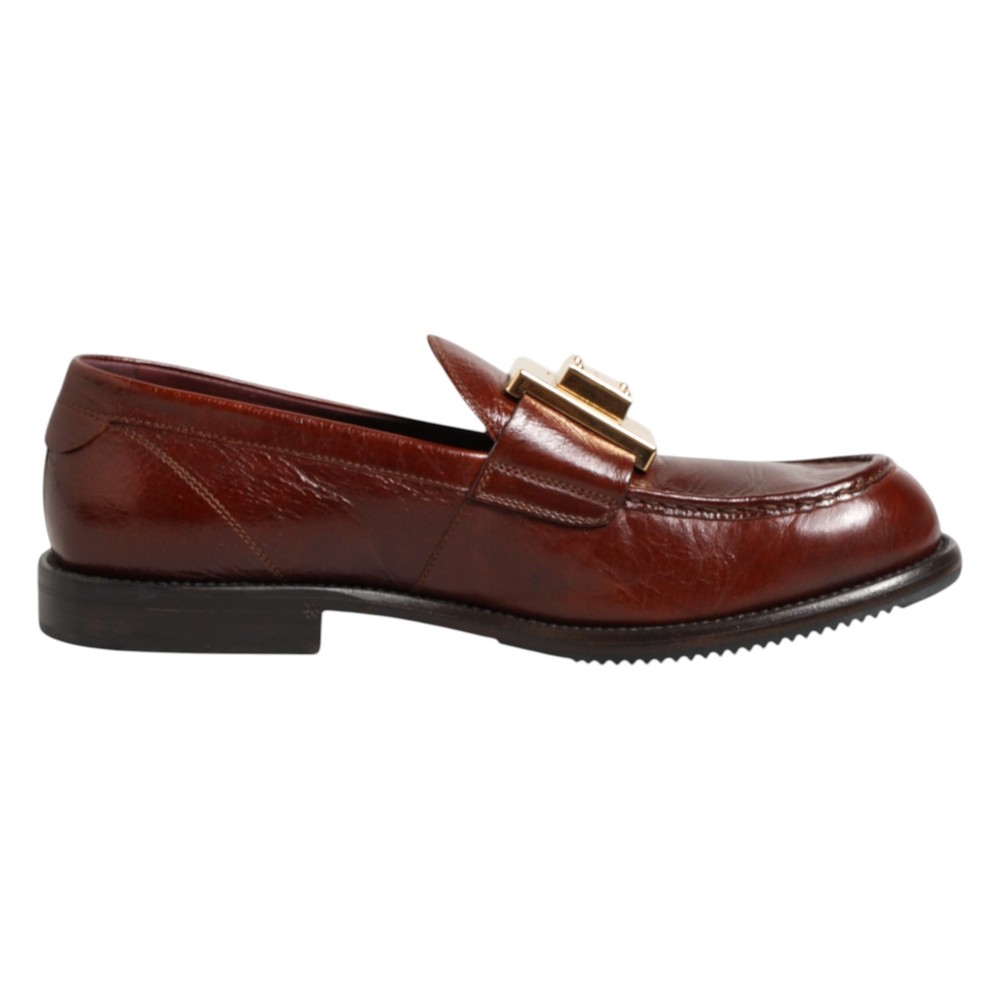 DOLCE & GABBANA Shoes Brown Leather Logo Slip On Men Dress EU41 / US8 1050usd