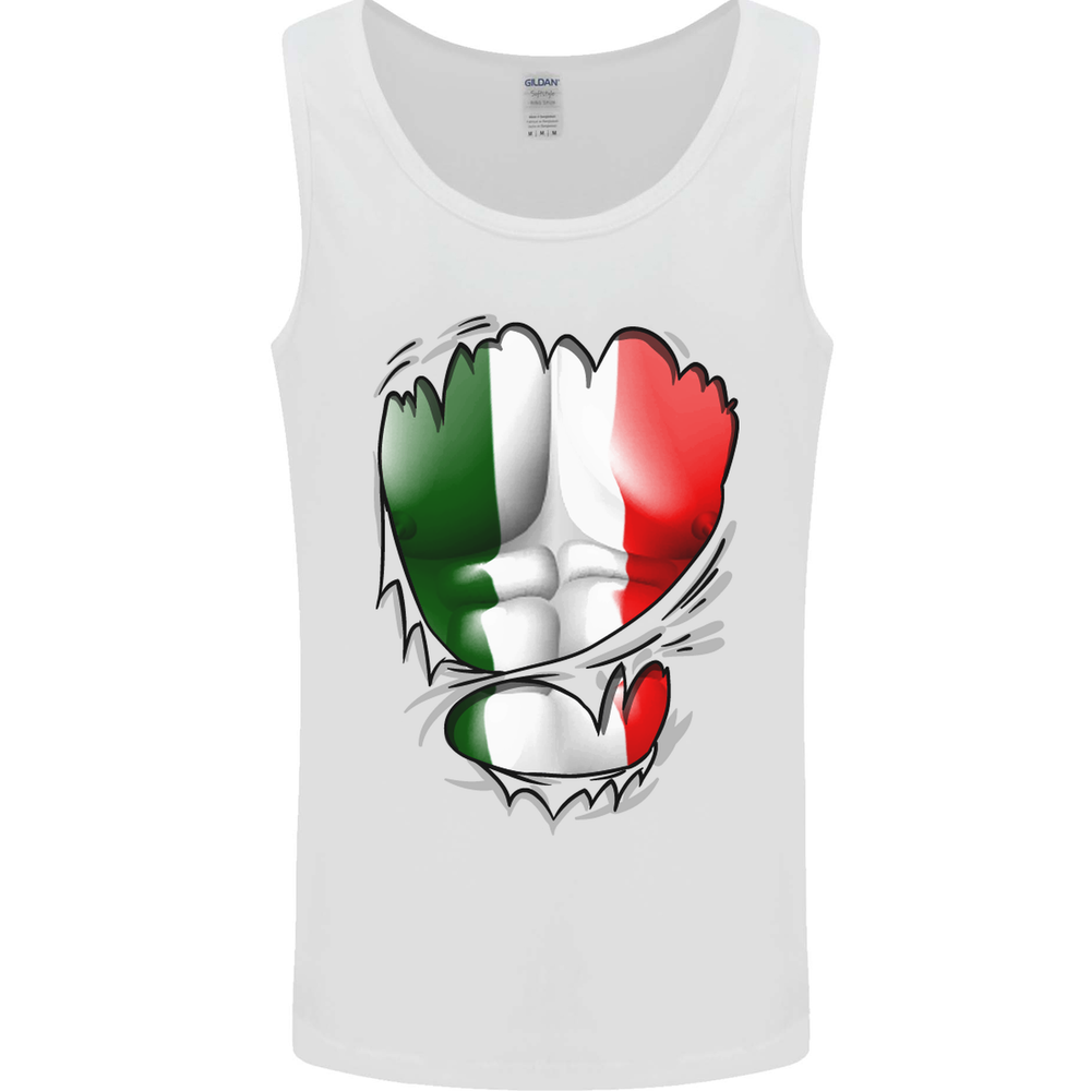 Gym Italian Flag Ripped Muscles Italy Mens Vest Tank Top