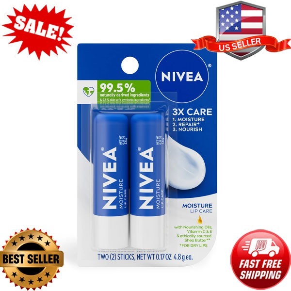 NIVEA Hydrating Lip Balm with Shea Butter Vitamin C & E for Moisture Care 0.1 oz