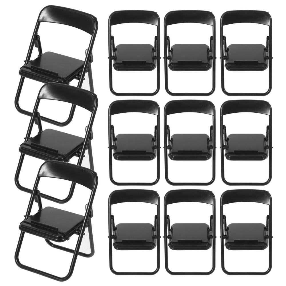 12 Pcs Folding Chair Chairs Miniature Decorative Accessories DIY Furniture Work