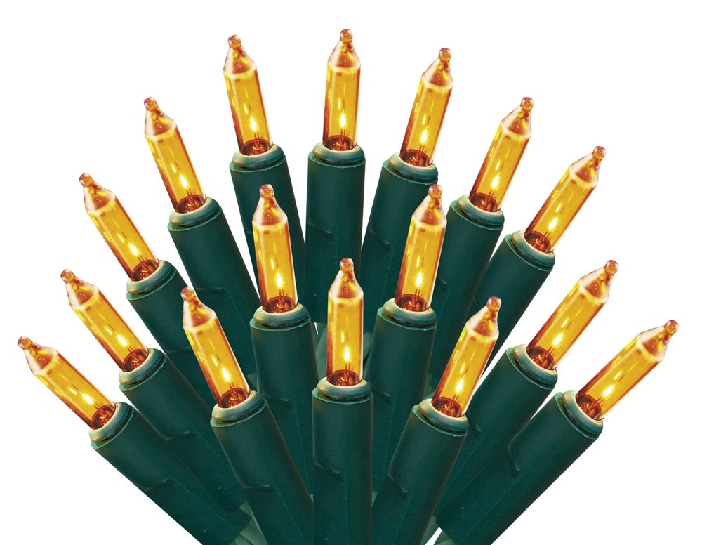 Holiday Pride Yellow Gold Christmas Lights on Green Wire - 100 Count Gold Chr...