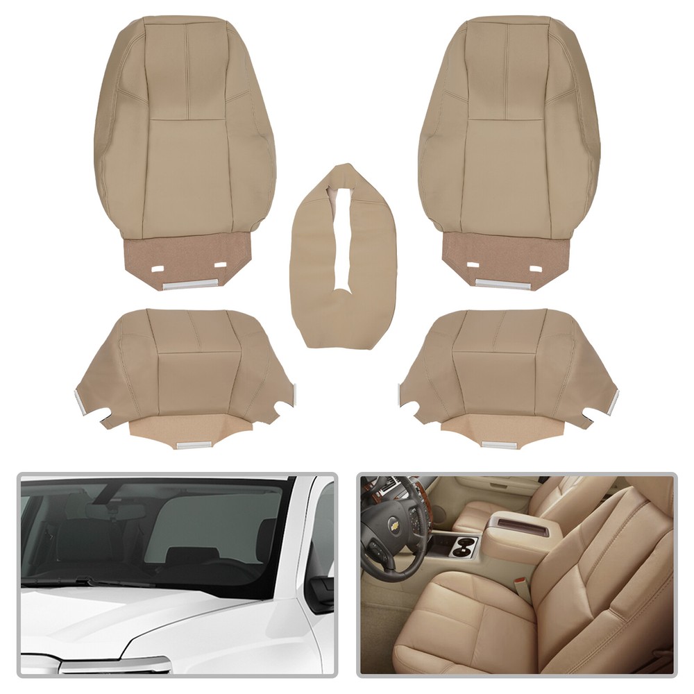 Driver & Passenger Bottom & Top Seat Cover For 2007-2014 Chevy Tahoe GMC Sierra