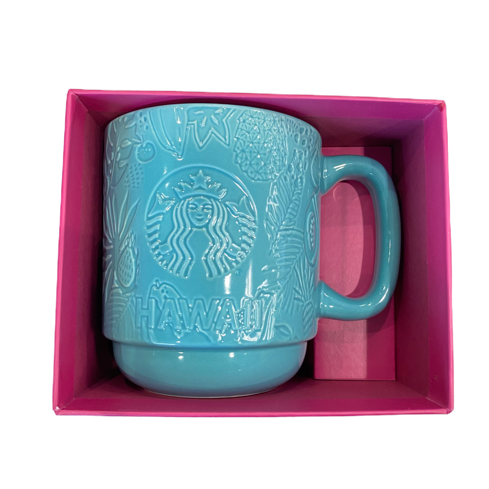 Starbucks Blue Hawaii Ceramic Mug Tropical Themed Design  