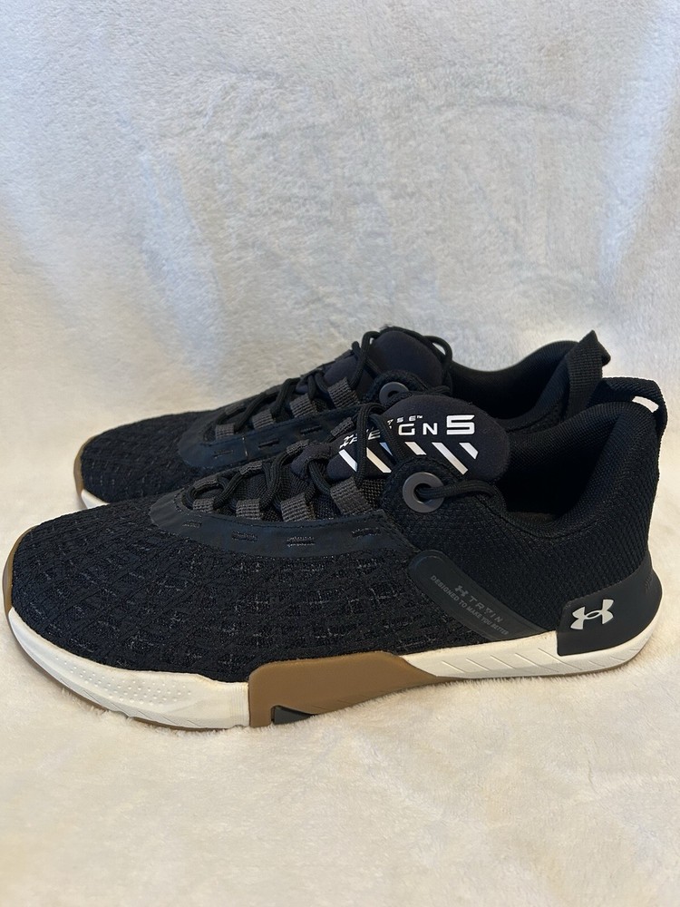 Under Armour TriBase Reign 5 Womens Training Shoes Black Ivory Gum Size 8.5