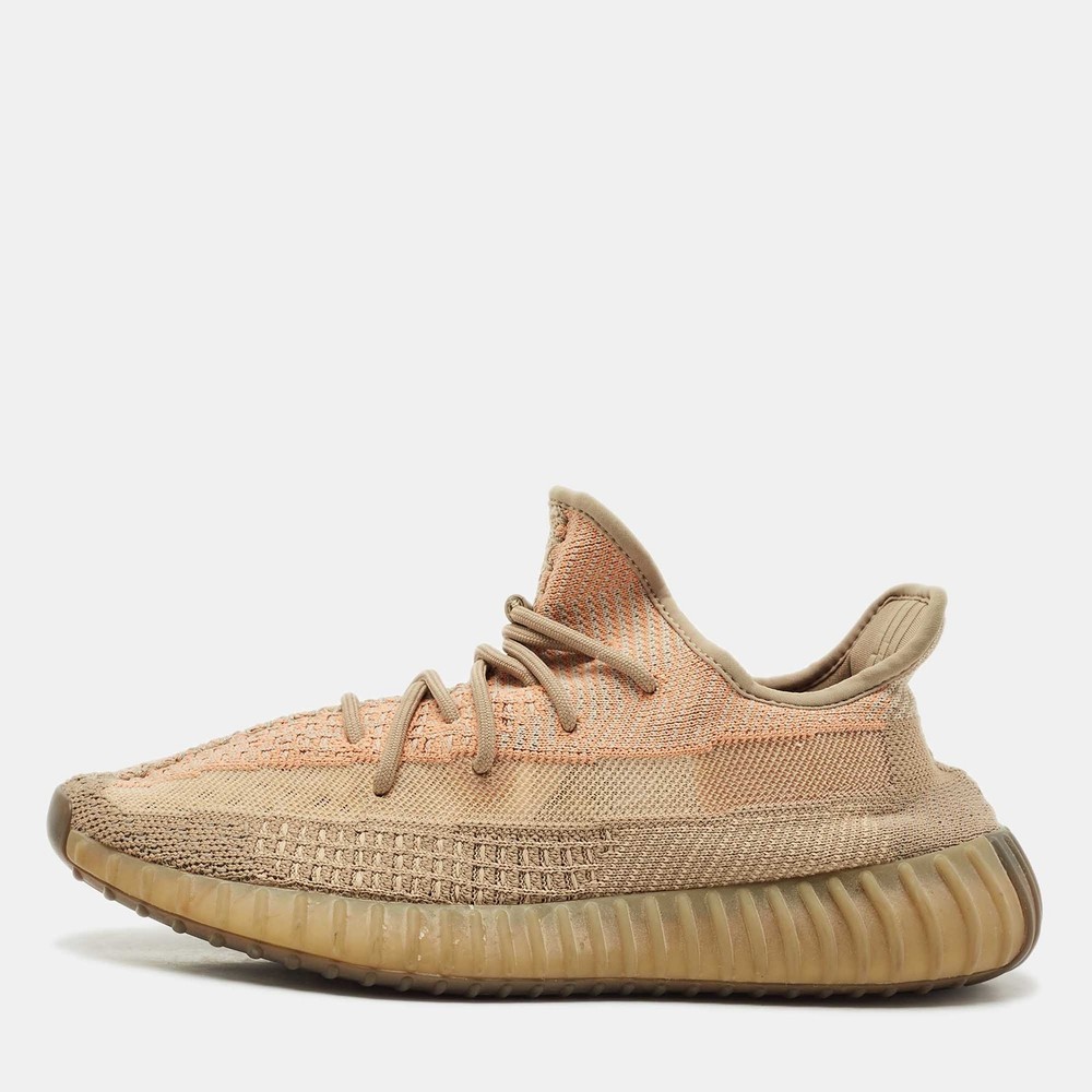 Yeezy x Adidas Brown Knit Fabric Boost 350 V2 Sand Taupe Sneakers Size 44 23