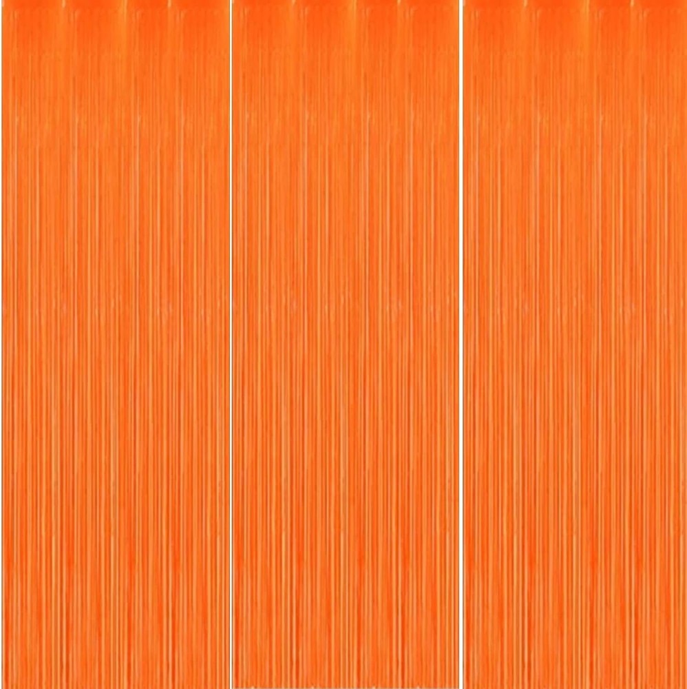 3x 1M-2M Pastel Tinsel Curtain Foil Fringe Backdrop Door Halloween Orange