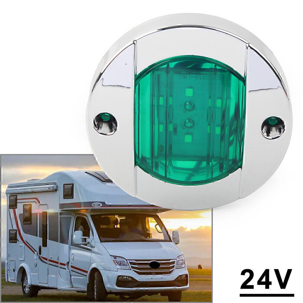 ABS New Green Round 24V LED Side Marker Trailer Lights For Truck Trailer RV Boat