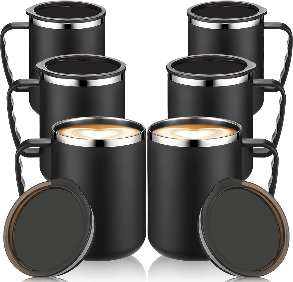 6 Pack Coffee Mug with Handle and Lid 17 Oz Coffee Travel Mug Stainless Steel In
