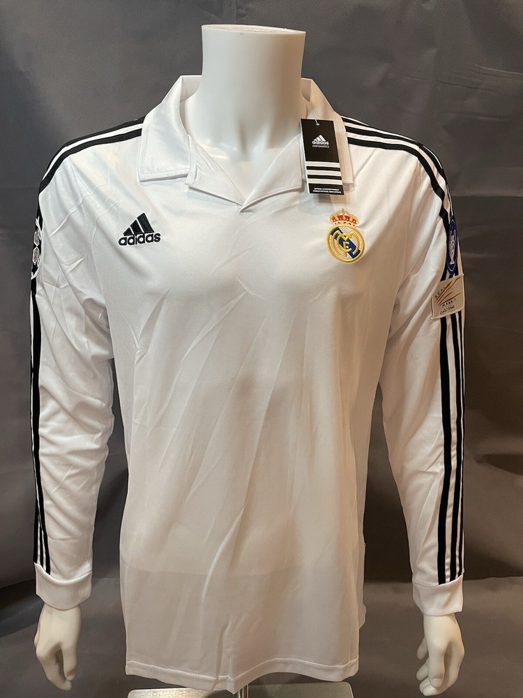 Real Madrid Retro Home Zidane #5 UCL Final 01/02 Long Sleeve Large Men’s Jersey