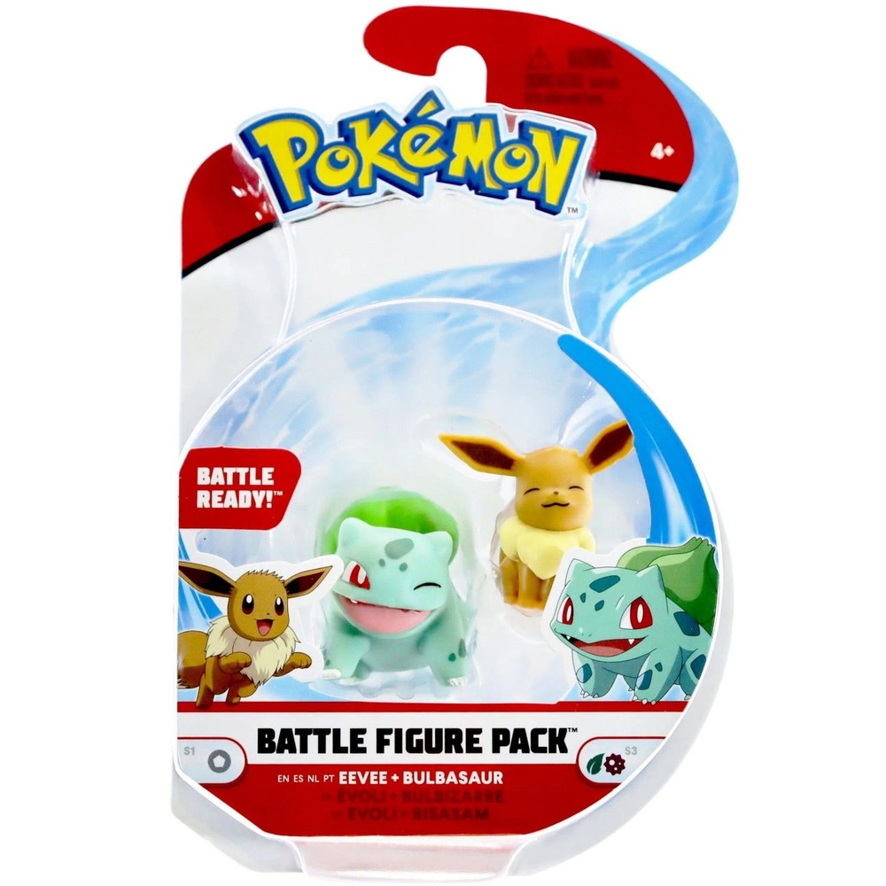 New - Pokémon - Eevee & Bulbasaur Battle Pack Figure - Wicked Cool Toys