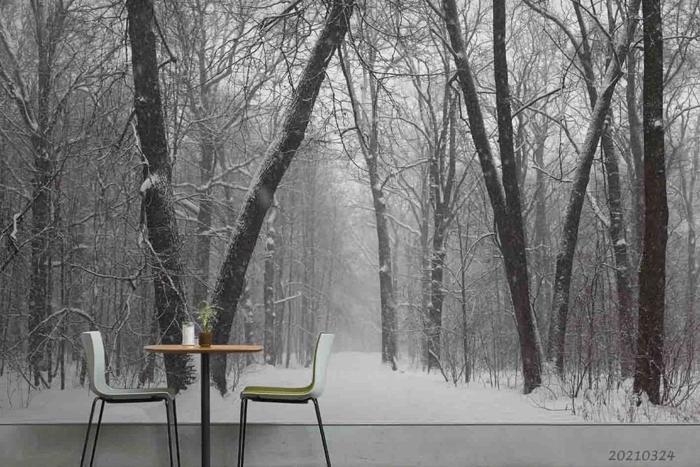 3D Forest Snow Winter Landscape Wall Murals Wallpaper Murals Wall Sticker 2
