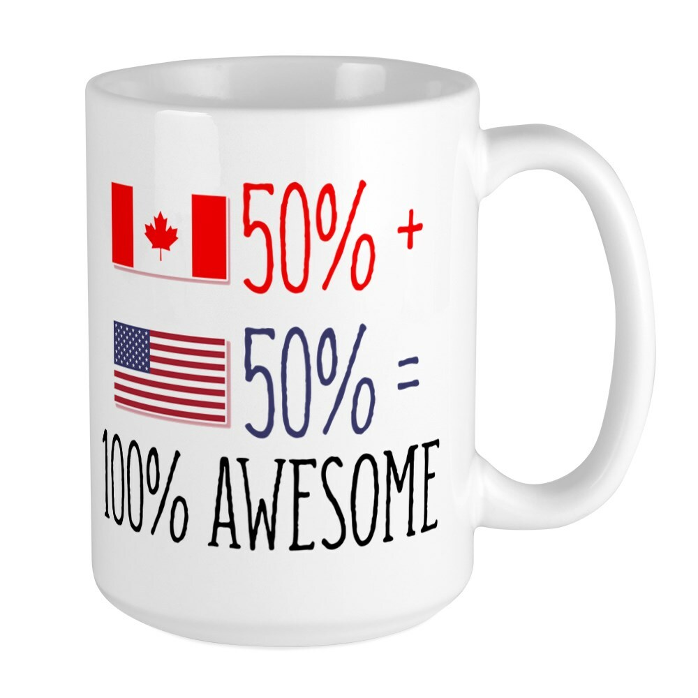CafePress Half Canadian Half Americ Large Mug (228826209)