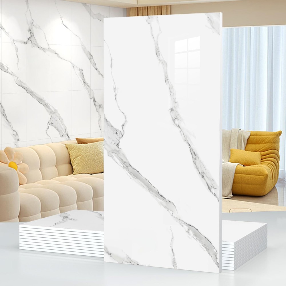 10pcs Marble Peel and Stick Waterproof Wall Panels,Heat-Resistant Backsplash ...