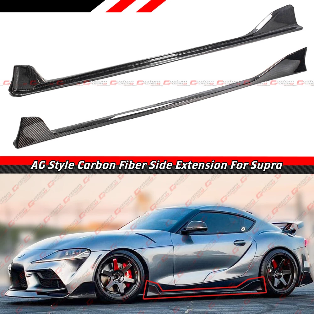 FOR 20-23 TOYOTA SUPRA A90 AG STYLE CARBON FIBER SIDE SKIRT EXTENSIONS SPLITTER