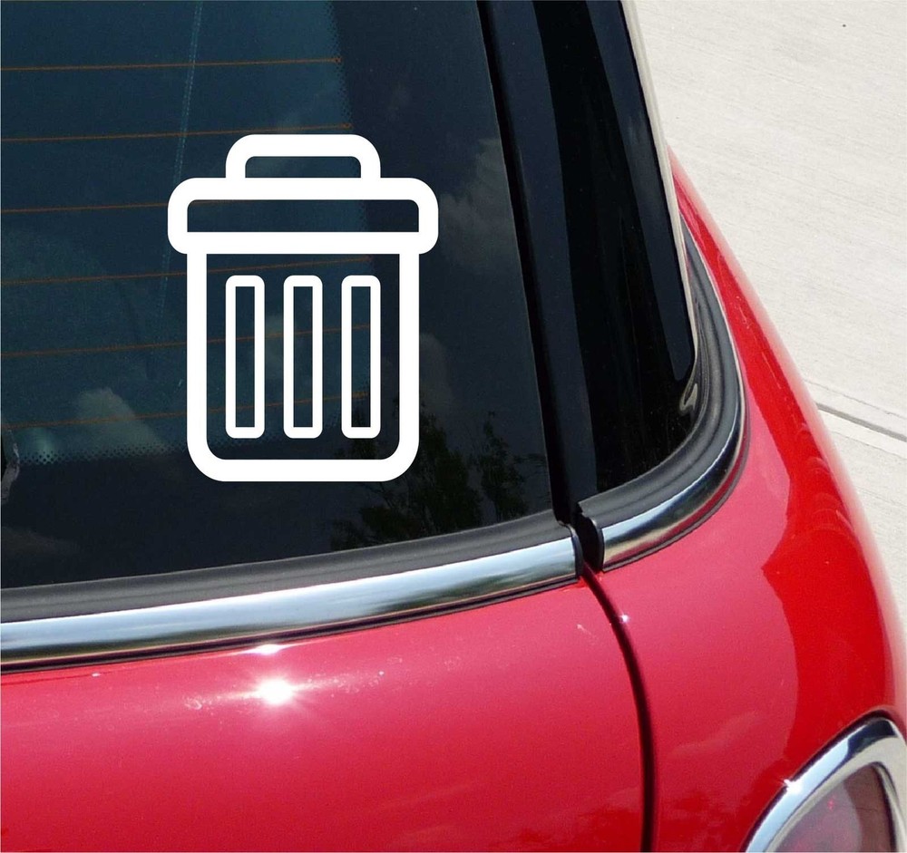 TRASH CAN OFFICE RECYCLE FUNNY GRAPHIC DECAL STICKER ART CAR WALL DECOR