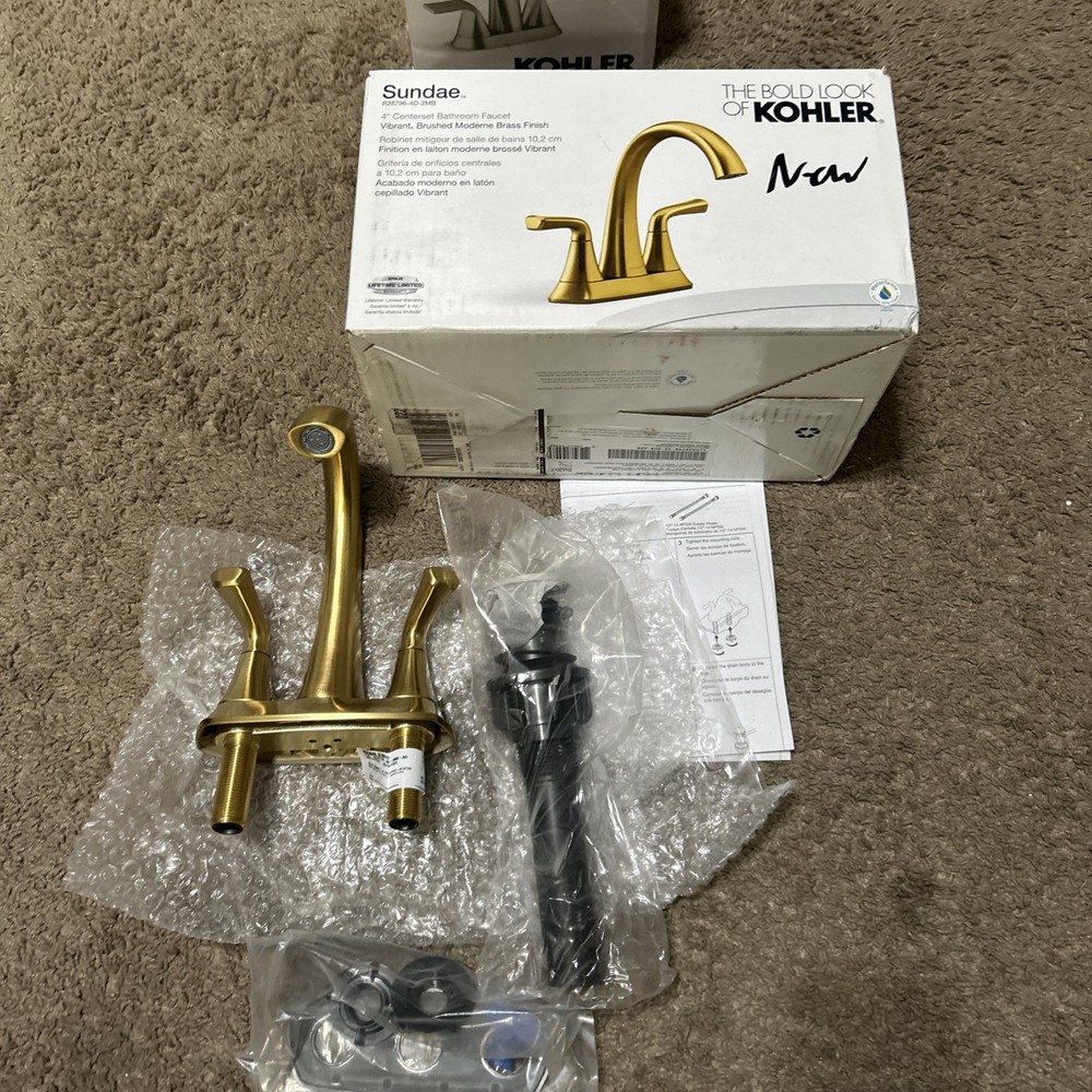 KOHLER Sundae 4-Inch Centerset Bathroom Faucet in Brushed Moderne Brass