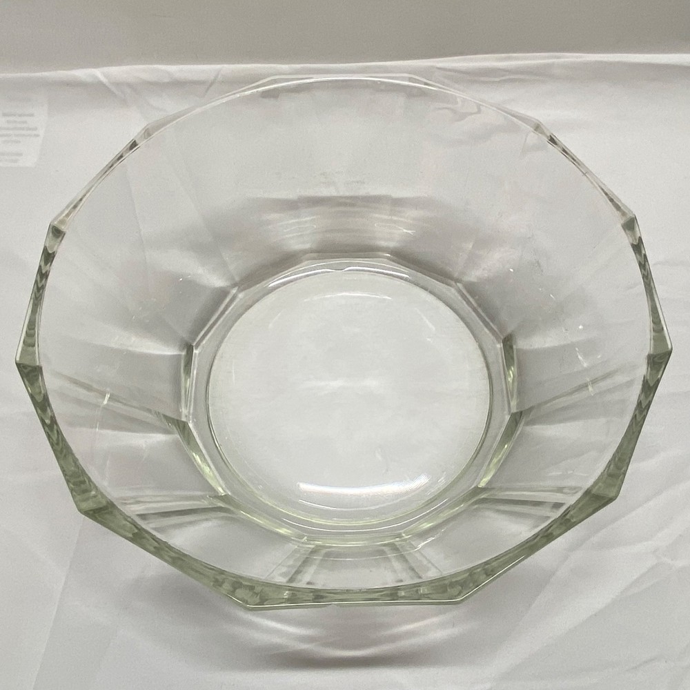 Vintage Bormioli Rocco Italy Glass Serving Bowl Salad Fruit Dish Paneled (Read)