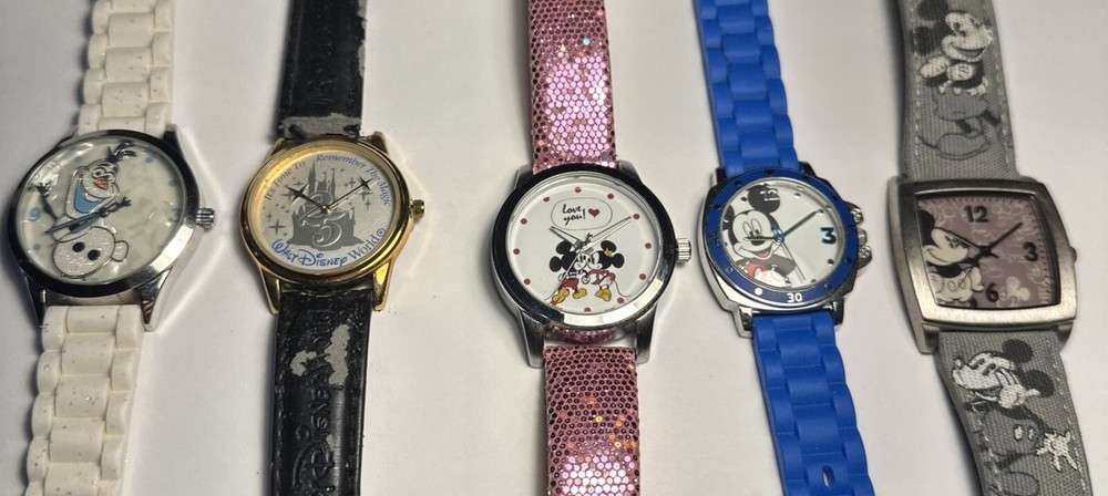 Vintage Disney Watch Lot of 5 - Mickey Mouse Olaf Disney World As Is