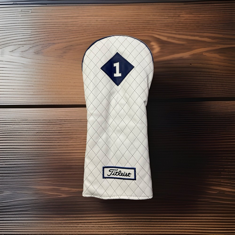 Leather Driver Headcover White / Dark Blue Golf Premium