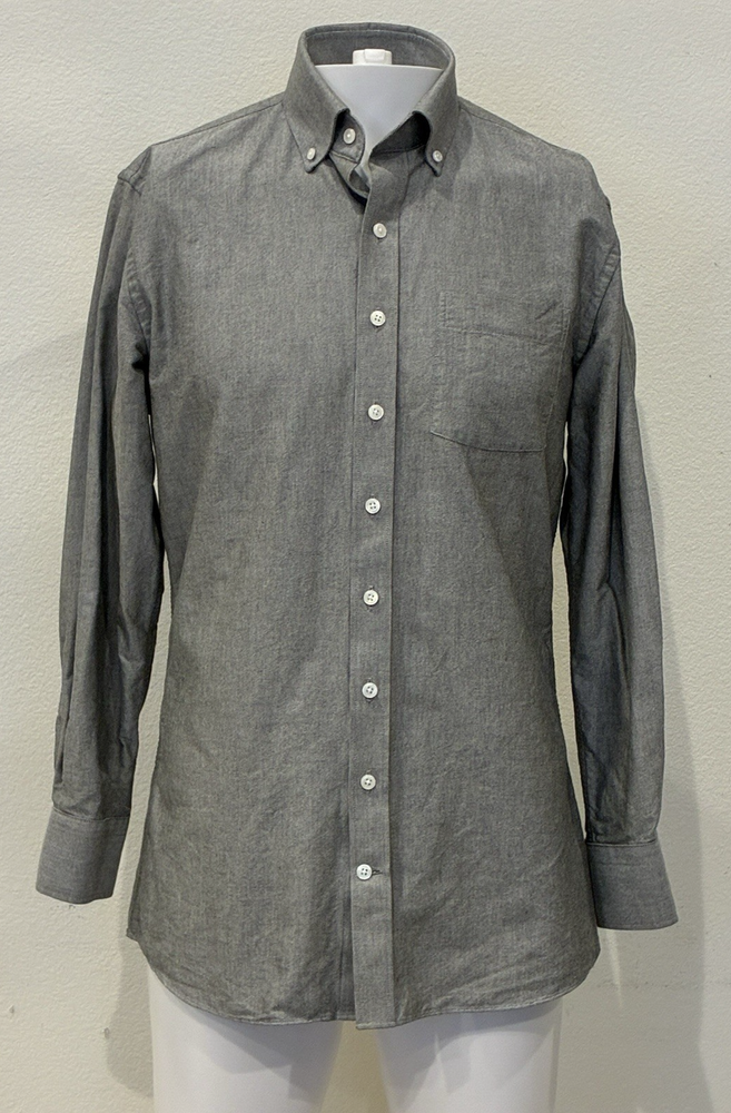 Ledbury Tailored Fit Dress Shirt Men’s 15.5 Gray Long Sleeve Preppy Classic