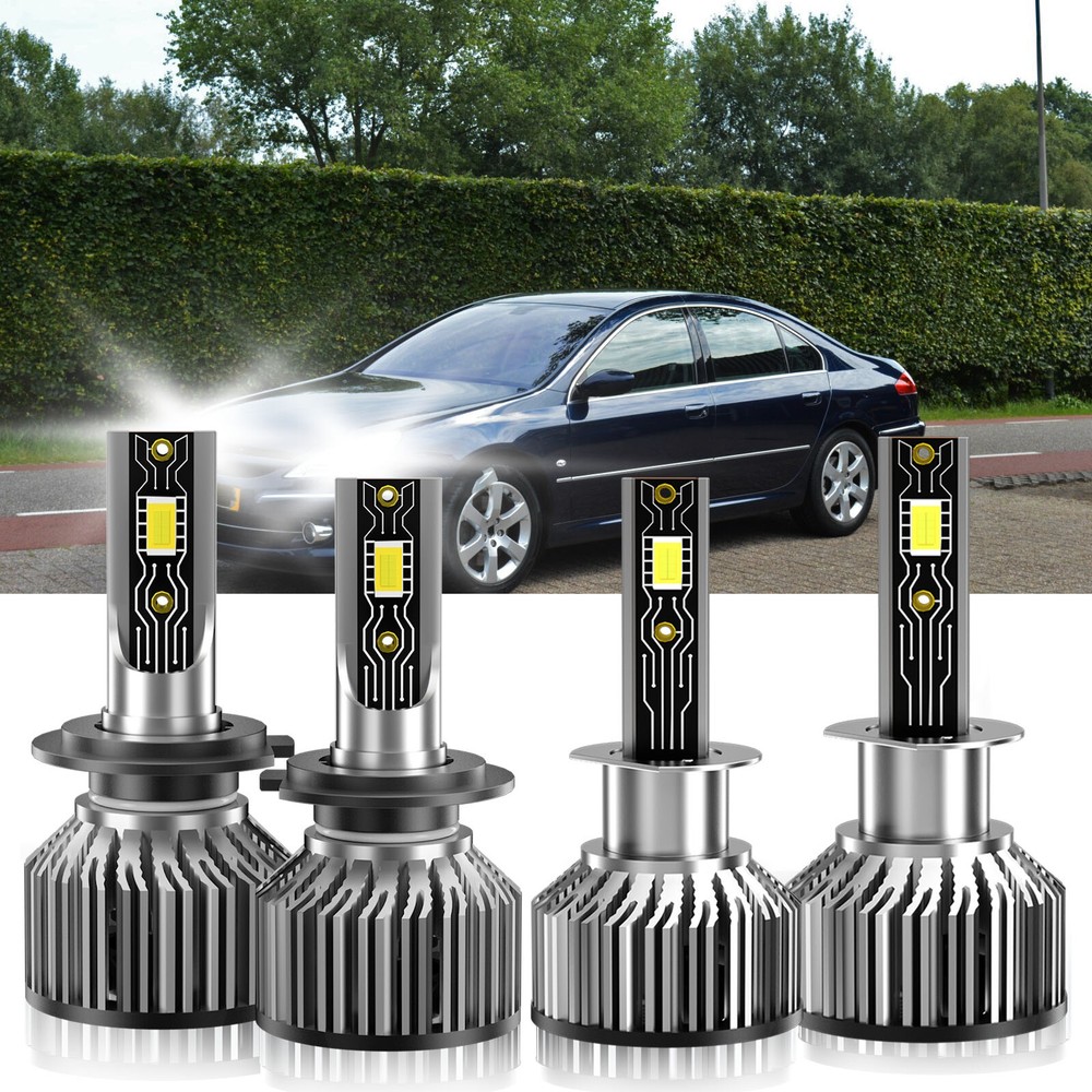 For Peugeot 607 2002-2008 H1+H7 LED Headlight Bulbs Kit High Low Beam 6500K