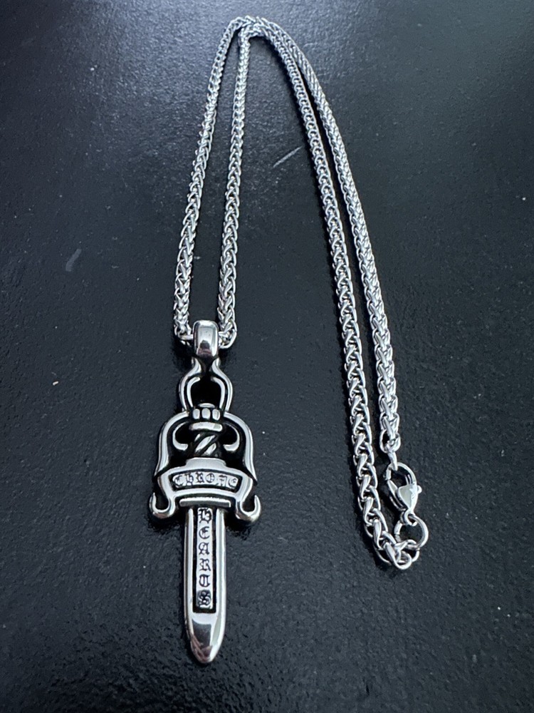 Chrome Hearts STYLE Dagger Pendant on Rope Chain Necklace