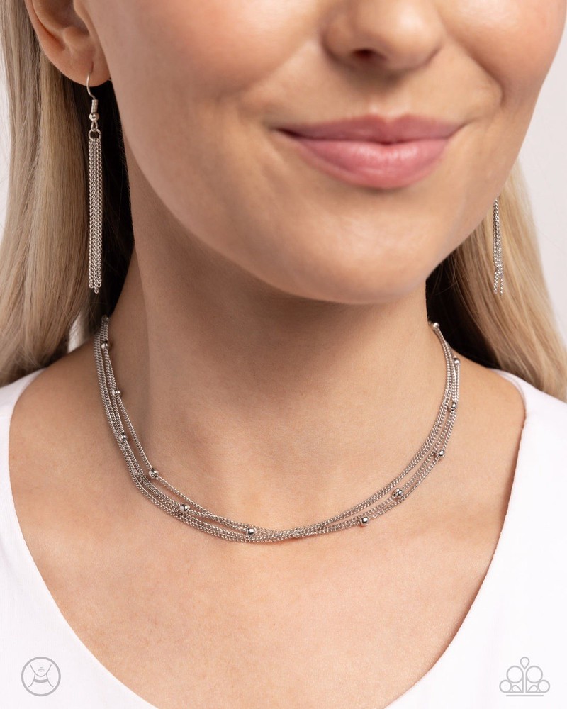 New Paparazzi Jewelry-Satellite Strands Choker-Silver