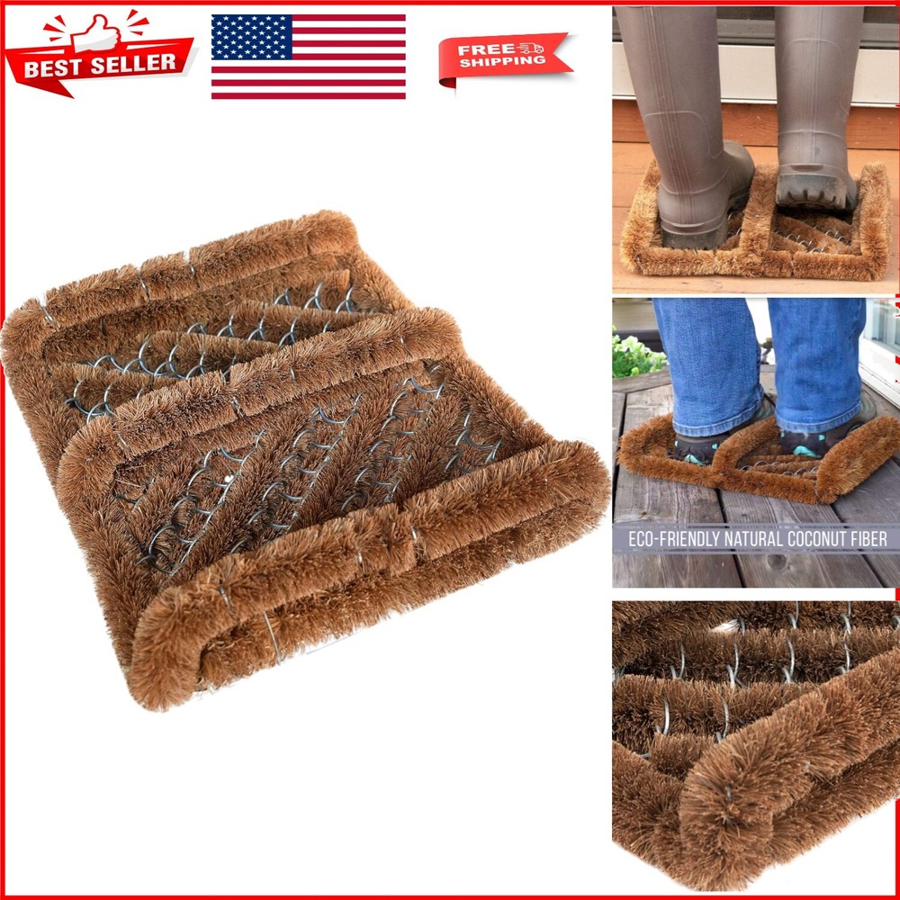 Natural Coir Boot Scraper Herringbone Door Mat 6-Pack 13x12 Inch Modern Design