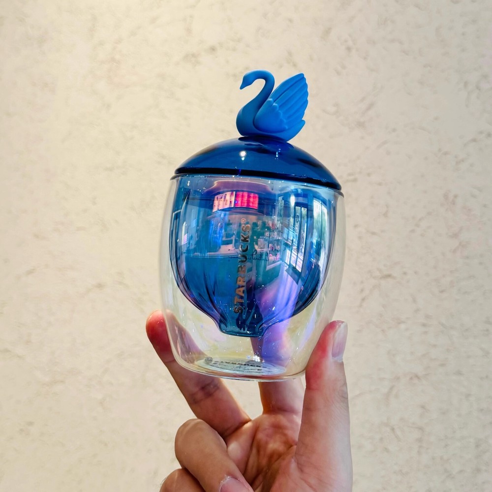 2023 Starbucks Christmas H.C. Andersen Fire Balloon & Swan Glass Cup 7oz