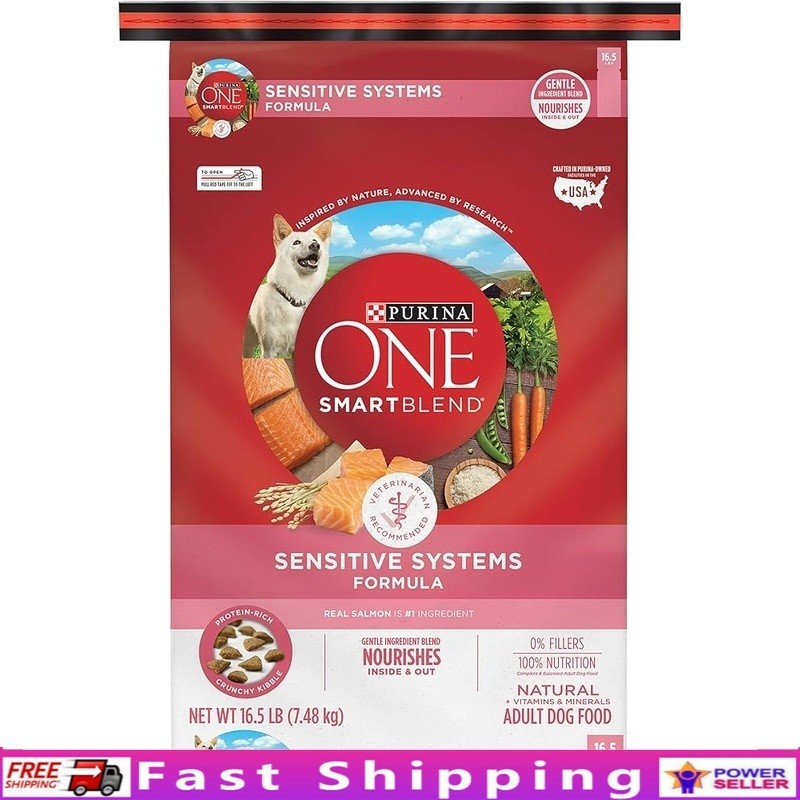 Sensitive Skin Dog Food Salmon Protein Digestive Health Skin Coat Crunchy Kibble