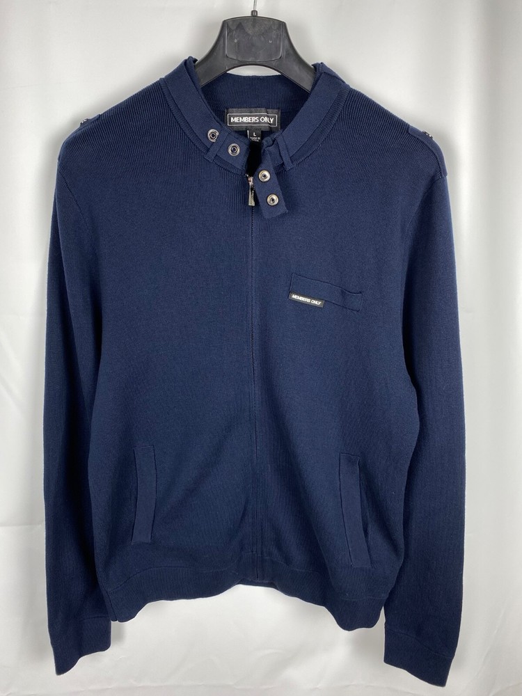 Members Only Cotton Knit Bomber Jacket with Zip Closure Size L-image