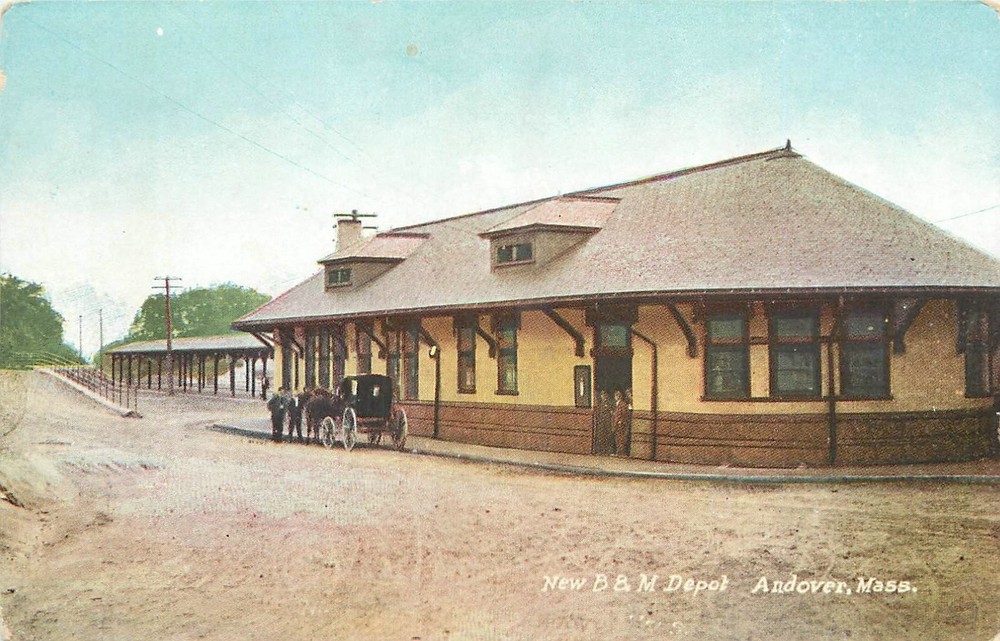 c1910 Andover Massachusetts Railroad Depot occupation Postcard 25-11499
