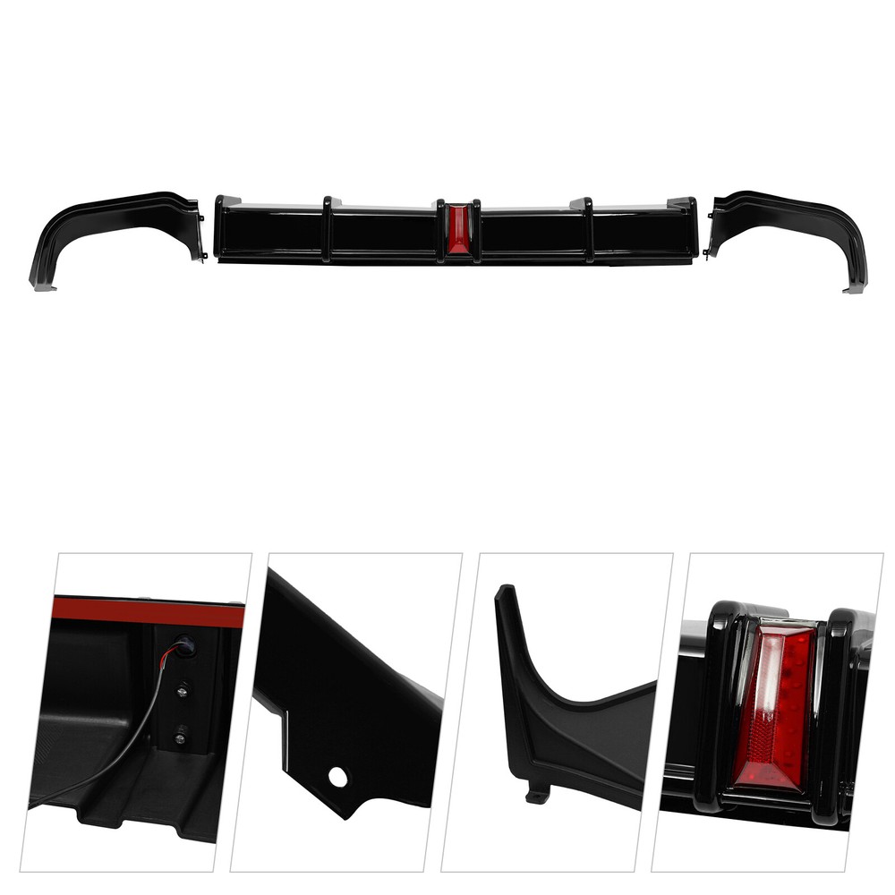 Rear Bumper Diffuser Lip Spoiler With Light For 18-22 Honda Accord Sedan 4-Door