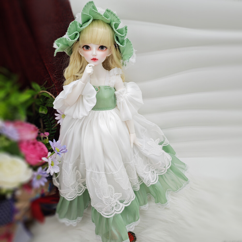 1/4 BJD Doll Full Set SD Resin Jointed Doll Girl with Clothes Eyes Face Makeup