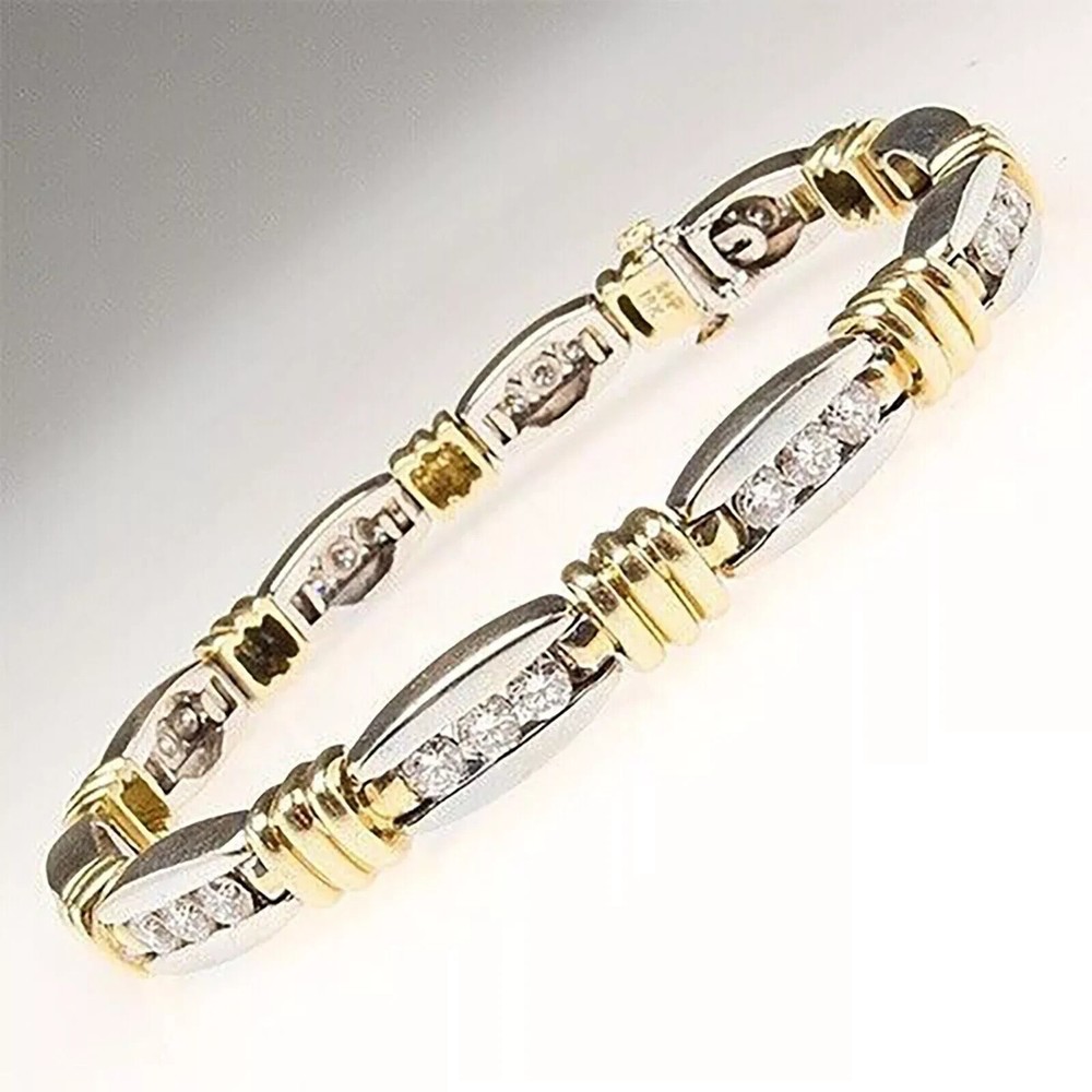 White Gold Plated Tennis Bracelet with 8 CT Lab-Created Round Diamonds