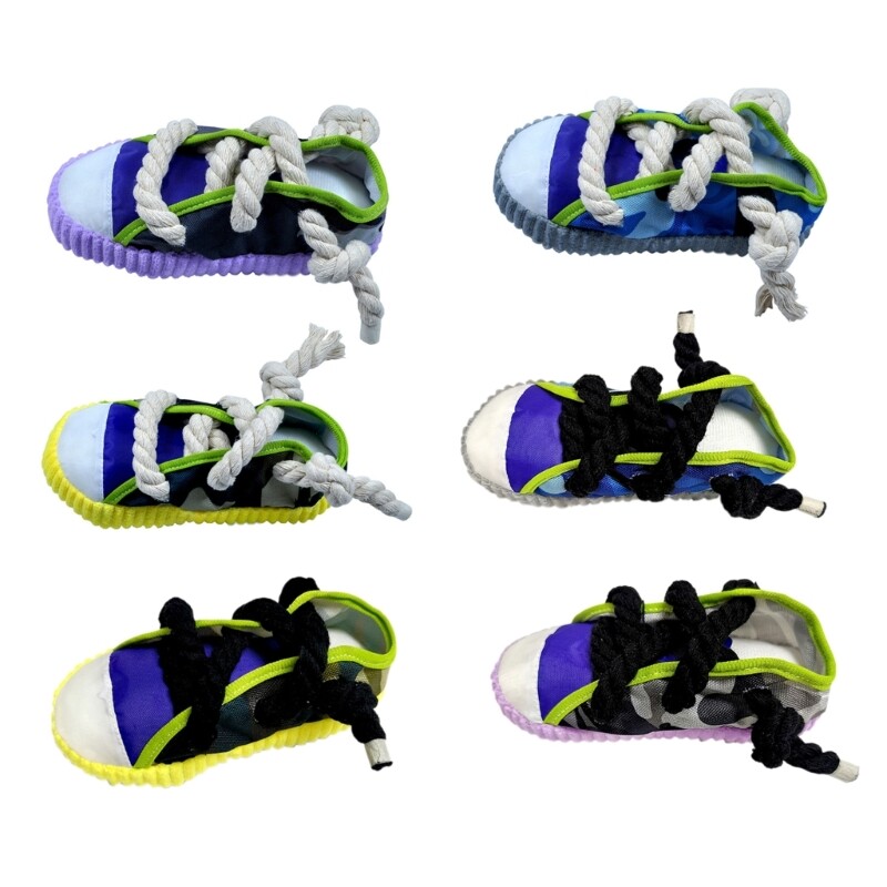 Dogs Chew Toy Soft Plush Shoe Pets Sounding Squeak Rope Toy Puppy Indoor Toy