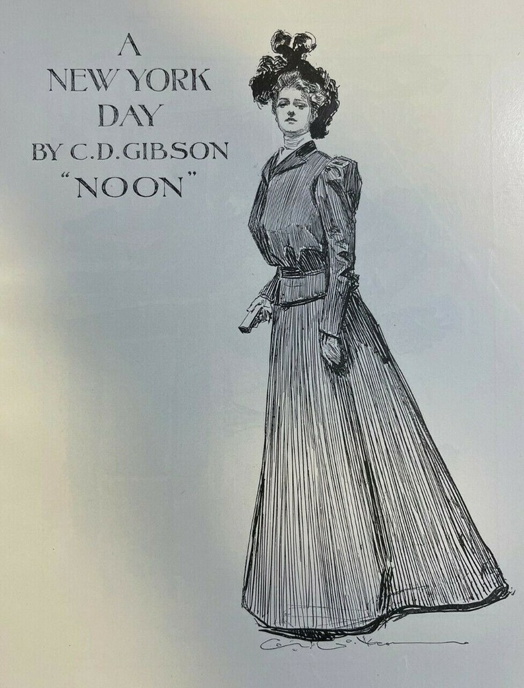 1898 Vintage Magazine Prints C. D. Gibson A New York Noon