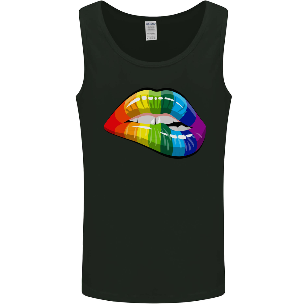 LGBT Bitten Lip Gay Pride Day Mens Vest Tank Top-image