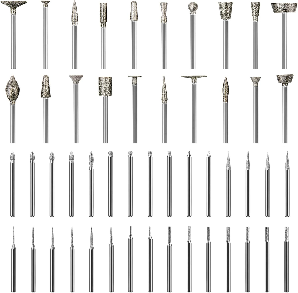 50PCS Diamond Burr Bits Stone Carving Set for Dremel Polishing Kits