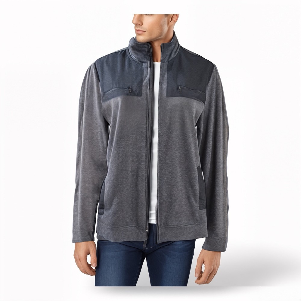 Alfani Slim Fit Men’s Jacket - Modern Two-Tone Zip-Up in Gray & Black (Size M)