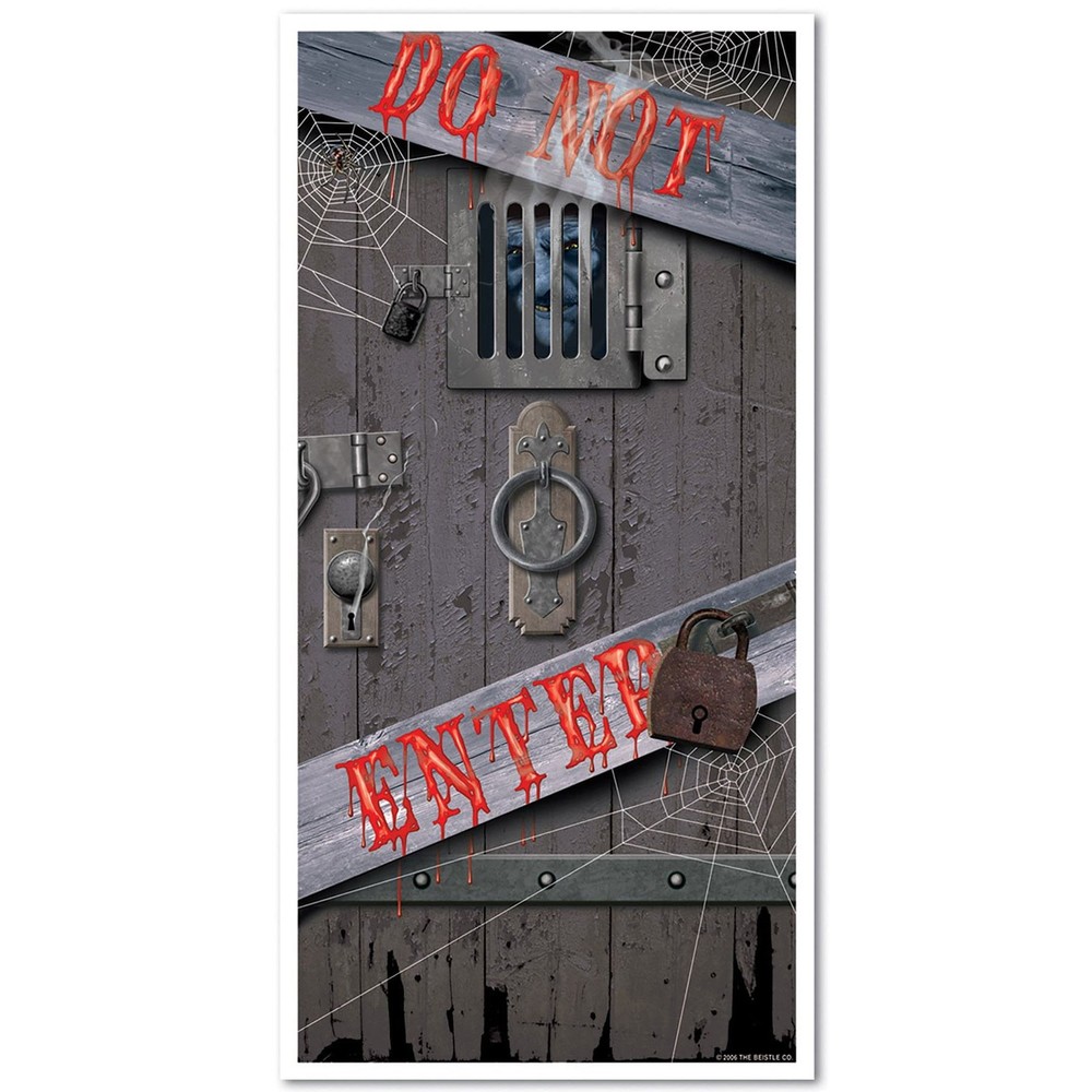 Spooky Haunted Halloween Door Cover - Scary Party Decoration
