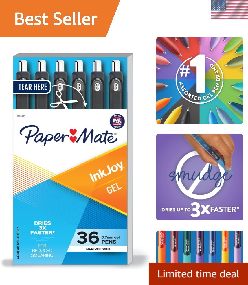 InkJoy Gel Pens, Medium Point 0.7mm, Black, 36 Count