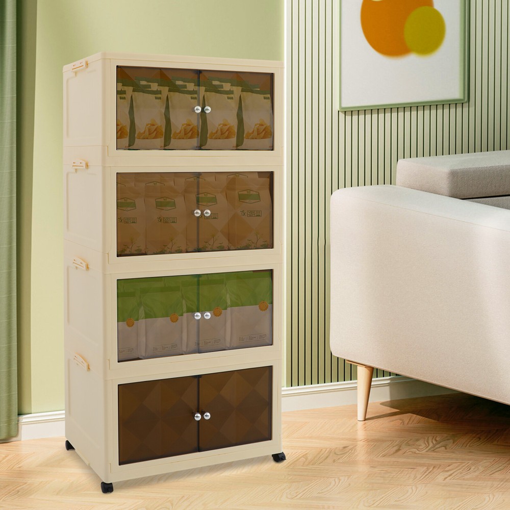 Foldable 4-Tier Storage Bin Organizer with Bins